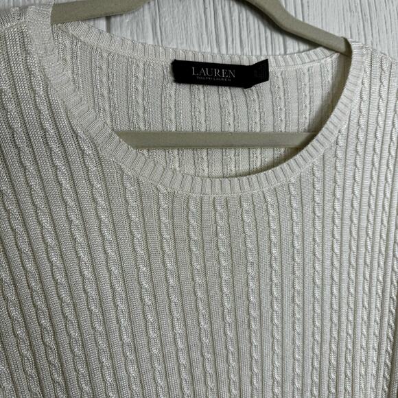 Lauren Ralph Lauren Mascarpone Cream Slim Cable-Knit Black Label Sweater Size XL - Picture 8 of 11